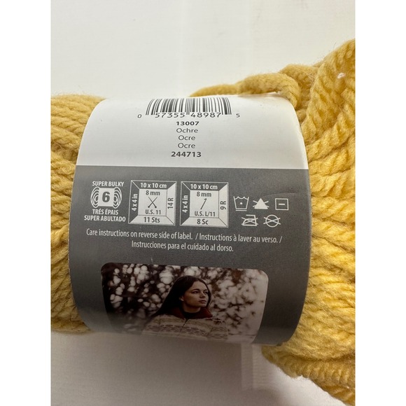 Patons Highland Bulky Yarn Lot of 2 Ochre Golden Super Bulky Wool Blend 3.5oz - Picture 7 of 8